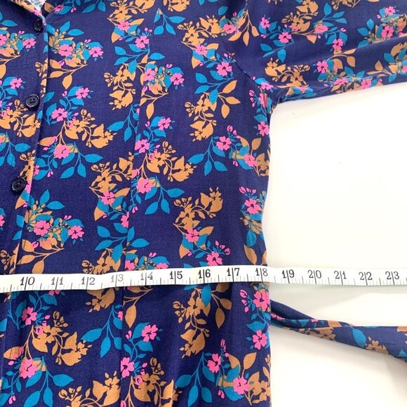 Floral Shirt Dress by National Since 1952 Belted Long Sleeve Women’s Size PM - Picture 8 of 11